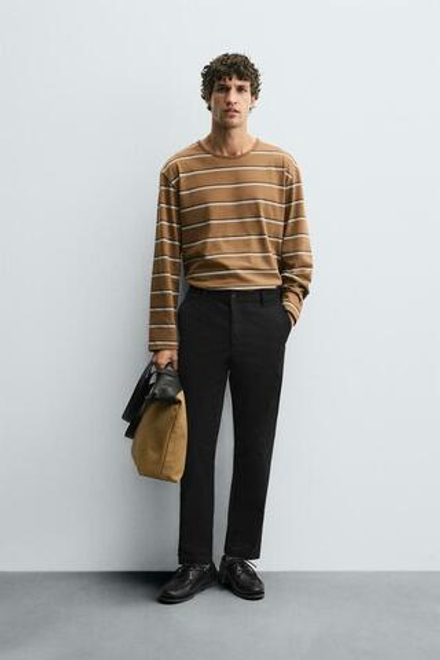 ZARA БРЮКИ ЧИНОС SLIM FIT, ЧЕРНЫЙ