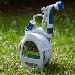 GWHR6-051 GREEN APPLE Катушка компактная (mini) с ручкой + шланг 9,5 мм х 10 м с пластик. пис | Аксессуары для полива Green Apple