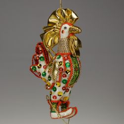 Бисерная ёлочная игрушка Петух