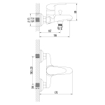 LM3302C Прамэн Смеситель для ванны с коротким изливом с аксессуарами, хром (к/к 8)