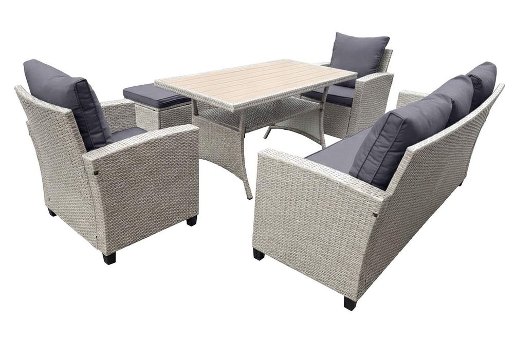 "Мэдисон" обеденная группа из искусственного ротанга, цвет серый