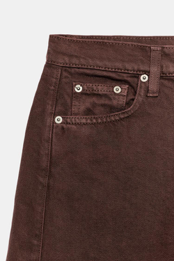 ZARA ДЖИНСОВЫЕ ШОРТЫ RELAXED СО СРЕДНЕЙ ПОСАДКОЙ — ZW COLLECTION, ТЕМНО-ГРАНАТОВЫЙ