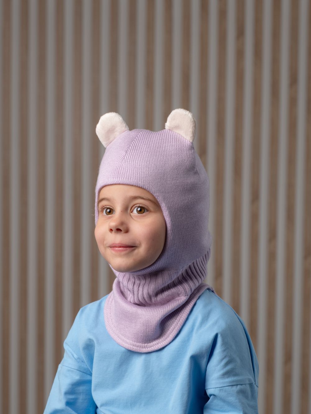 Шлем зимний вязаный (Черничное мороженое) МИО