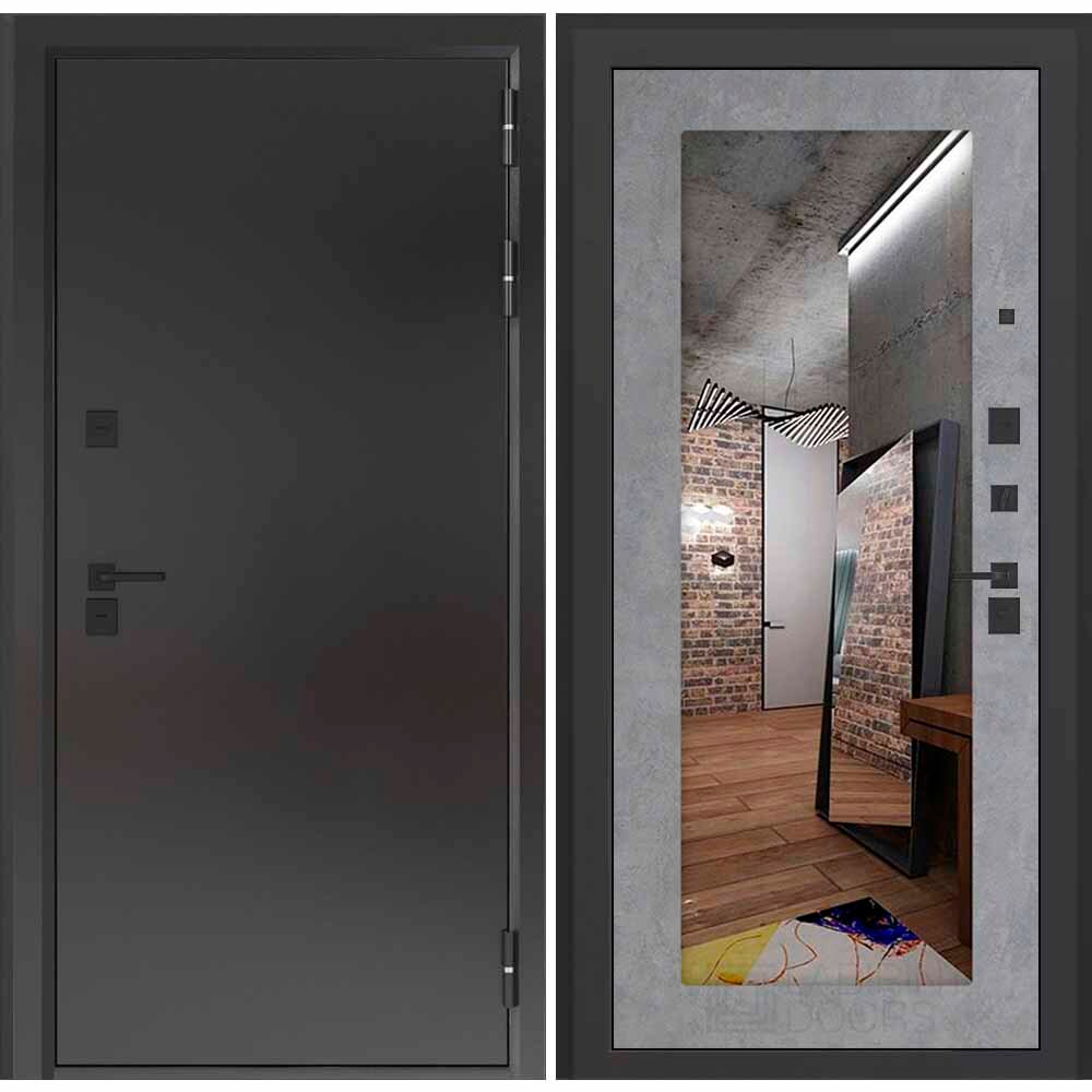 Дверь Входная Бункер BN-10 с терморазрывом 18 Зеркало Бетон светлый