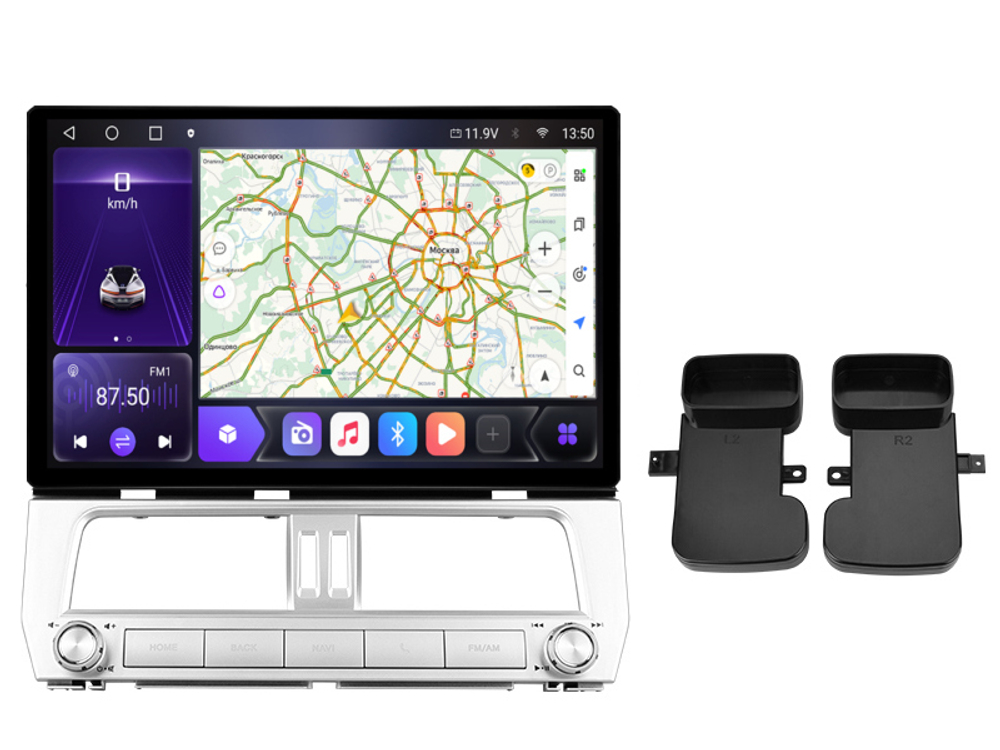 Магнитола Toyota Land Cruiser Prado 150 2017-2023 (без 360) - Carmedia LUX-PRA17/KP-13-464-S10 монитор 13" 2K QLED на Android 12, ТОП процессор, CarPlay, 4G SIM-слот, 4/64ГБ