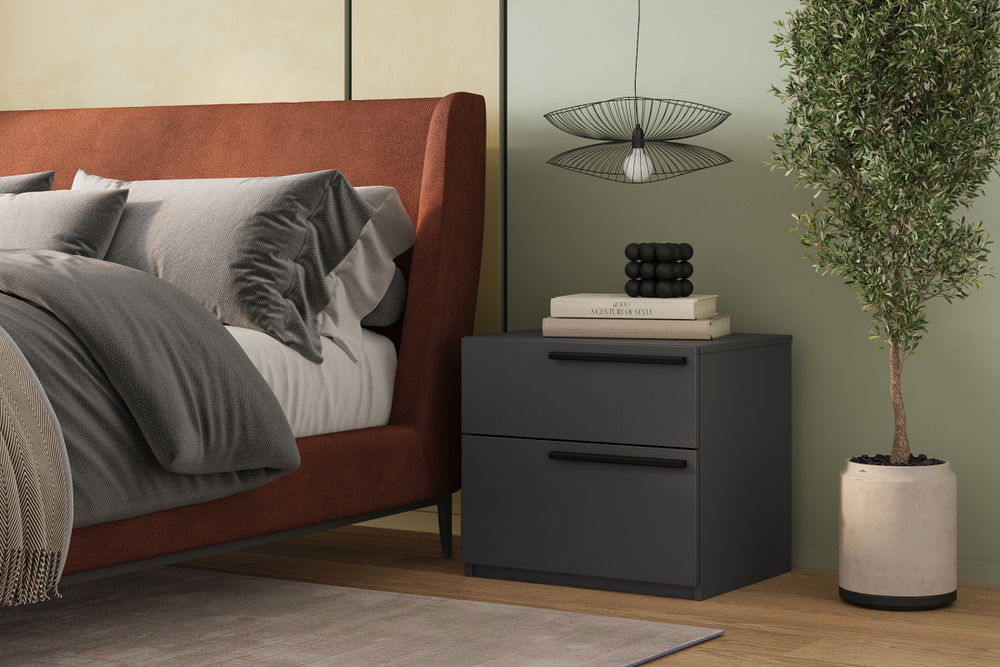 Прикроватная тумба Лорена Пакс-4 Серый Графит 162 PE 55*44*50 см, Серый   Фиеста