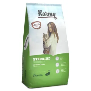 Сухой корм Karmy Sterilized для стерилизованных кошек и кастрированных котов, с лососем