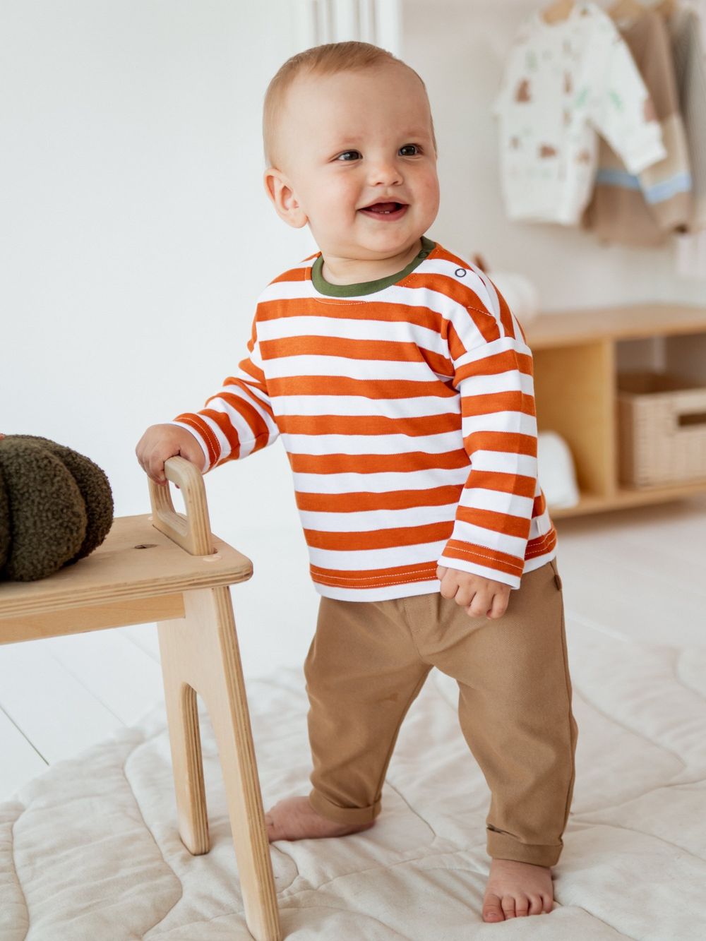 Брюки из джинскота "Миндаль" с отворотами 0+