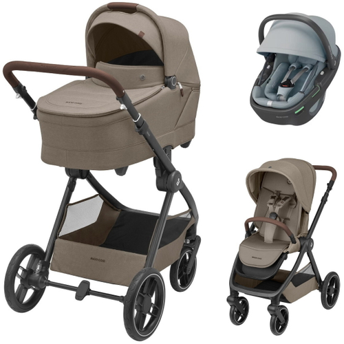 Коляска детская Maxi-Cosi Oxford Plus 3 в 1 с автокреслом Coral 360 Essential Grey 1978470110 Twillic Truffle/Трюфель