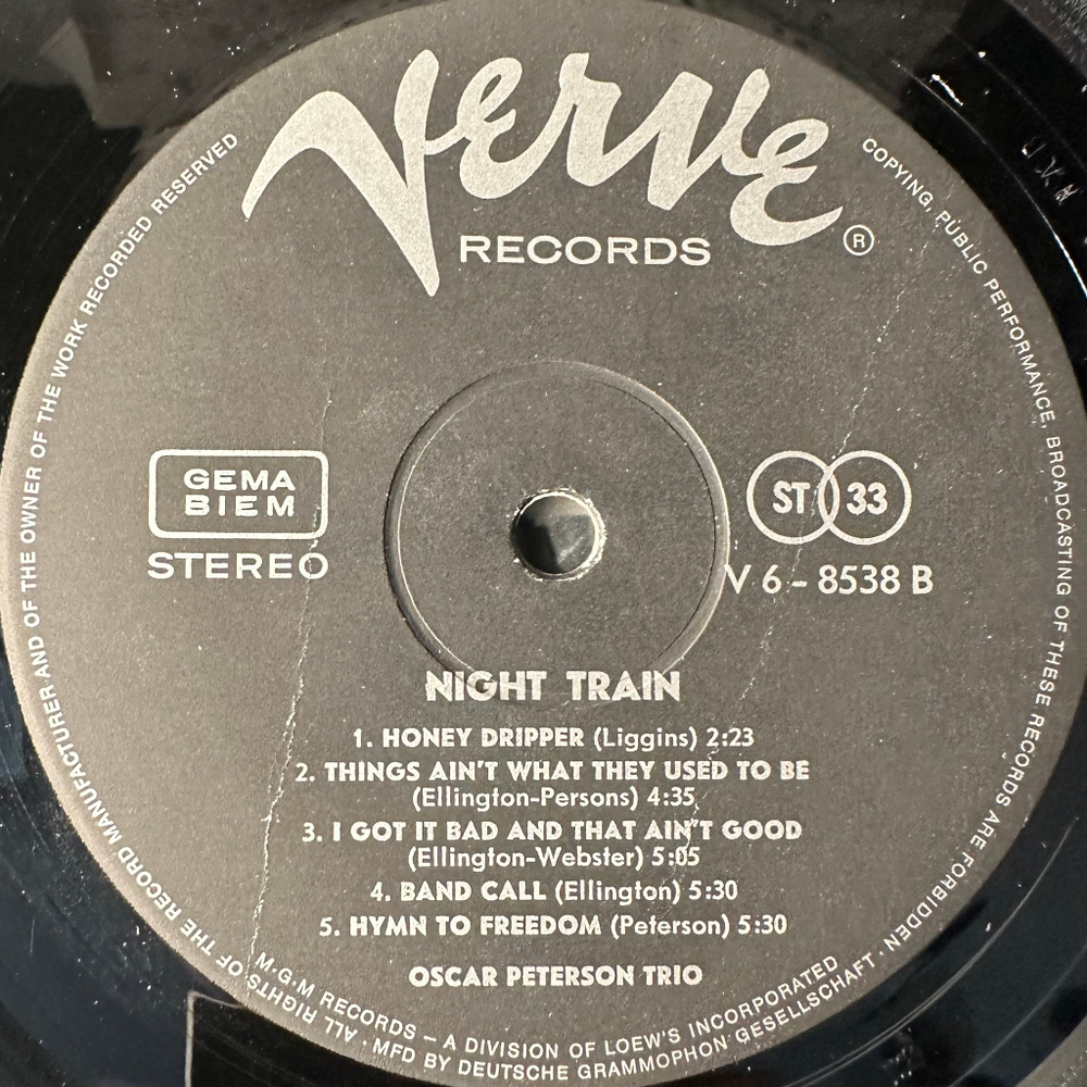 The Oscar Peterson Trio ‎– Night Train (Германия 1963г.)