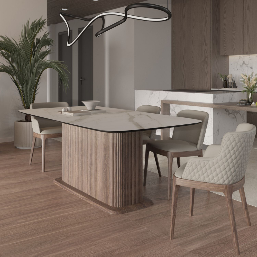 Стол прямоугольный Denver 230, керамика матовая, опора дерево