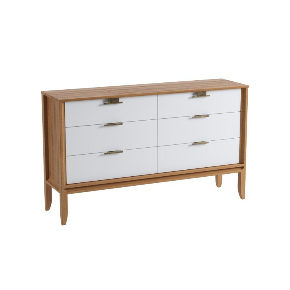 Комод «Бридж» 6 ящиков браун/белый лак