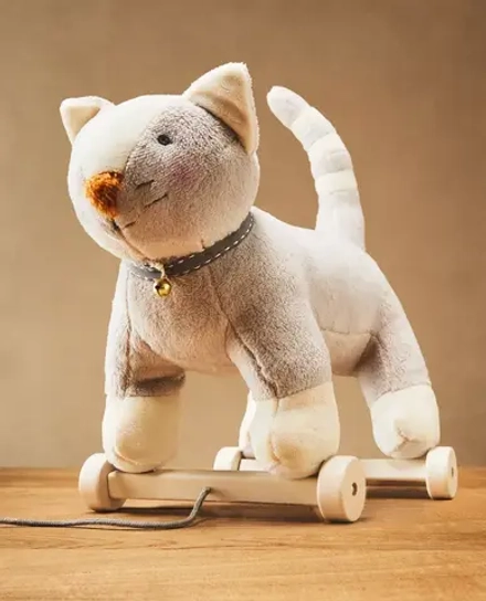 ZARA HOME МЯГКАЯ ИГРУШКА КОТЕНОК НА КОЛЁСИКАХ, СЕРЫЙ
