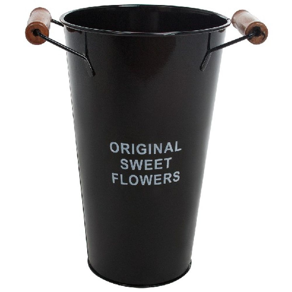 Вазон "Original sweet flowers" (цинк) D15xH25см 2л с ручками (Черный)