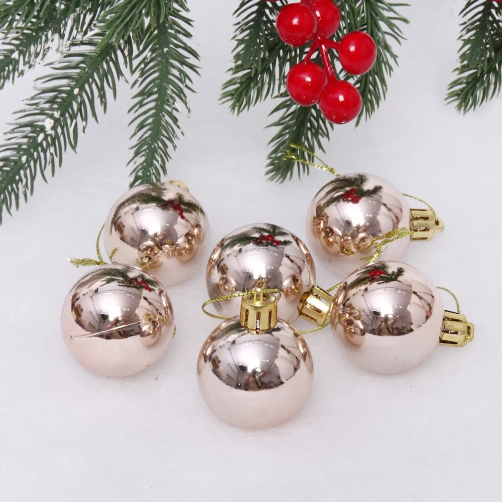 Новогодние шары 4 см (набор 6 шт) «Глянец», шампань