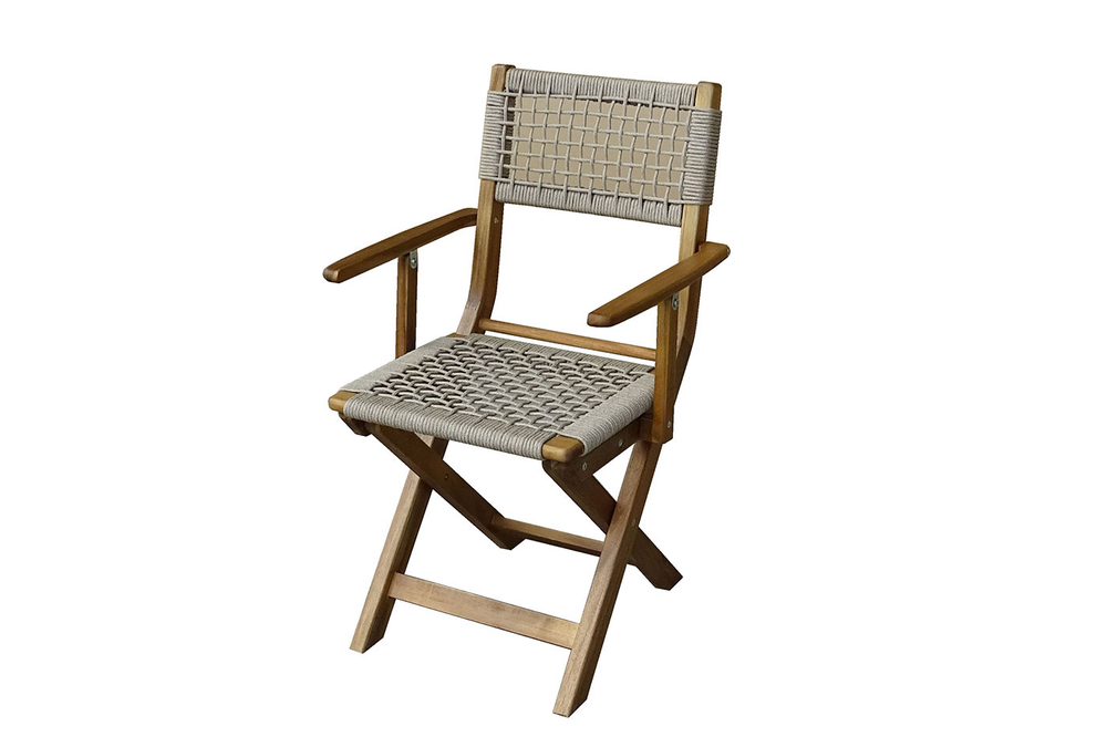 Стул из акации Joygarden КАЛИСТО складной с подлокотниками, Natural Teak, серый