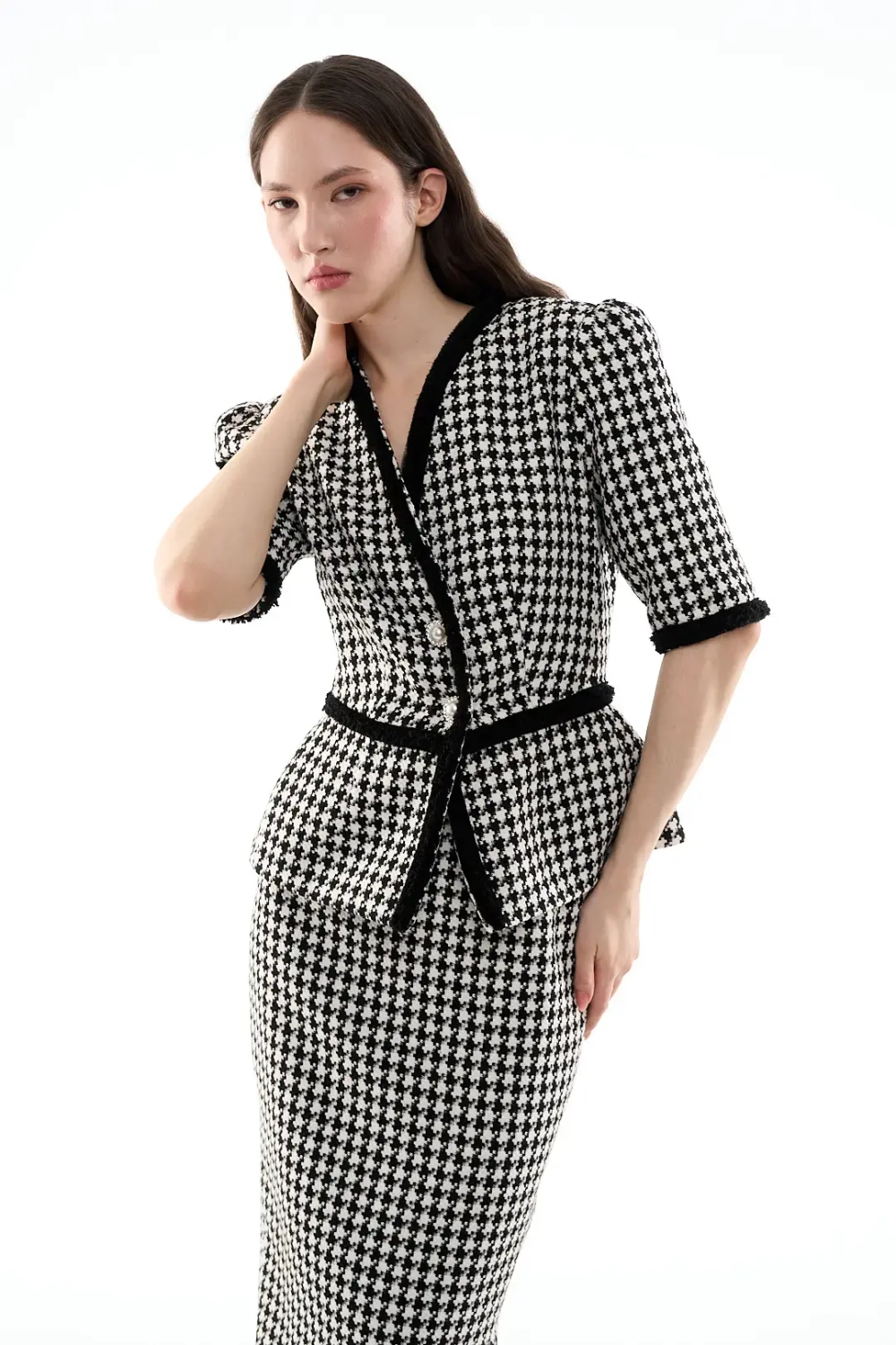 Юбка-карандаш миди черно-белая