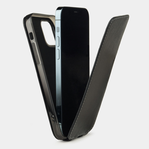 Чехол для iPhone 12 Pro Max из натуральной кожи теленка, черного цвета