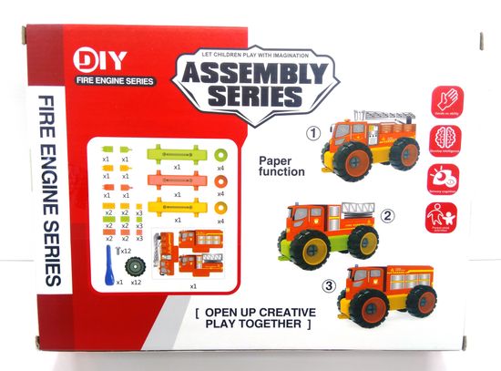 Машинка конструктор " Пожарная служба "68 pcs Assembly series