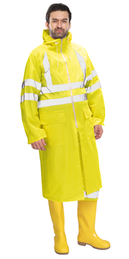 Плащ влагозащитный сигнальный с СОП SIRIUS Профи (225 гр/м2) лимонный