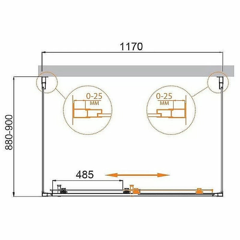 Душевой уголок Cezares Molveno 90x120 AH-12-120/90-C-GM-IV стекло прозрачное/профиль матовая оружейная сталь