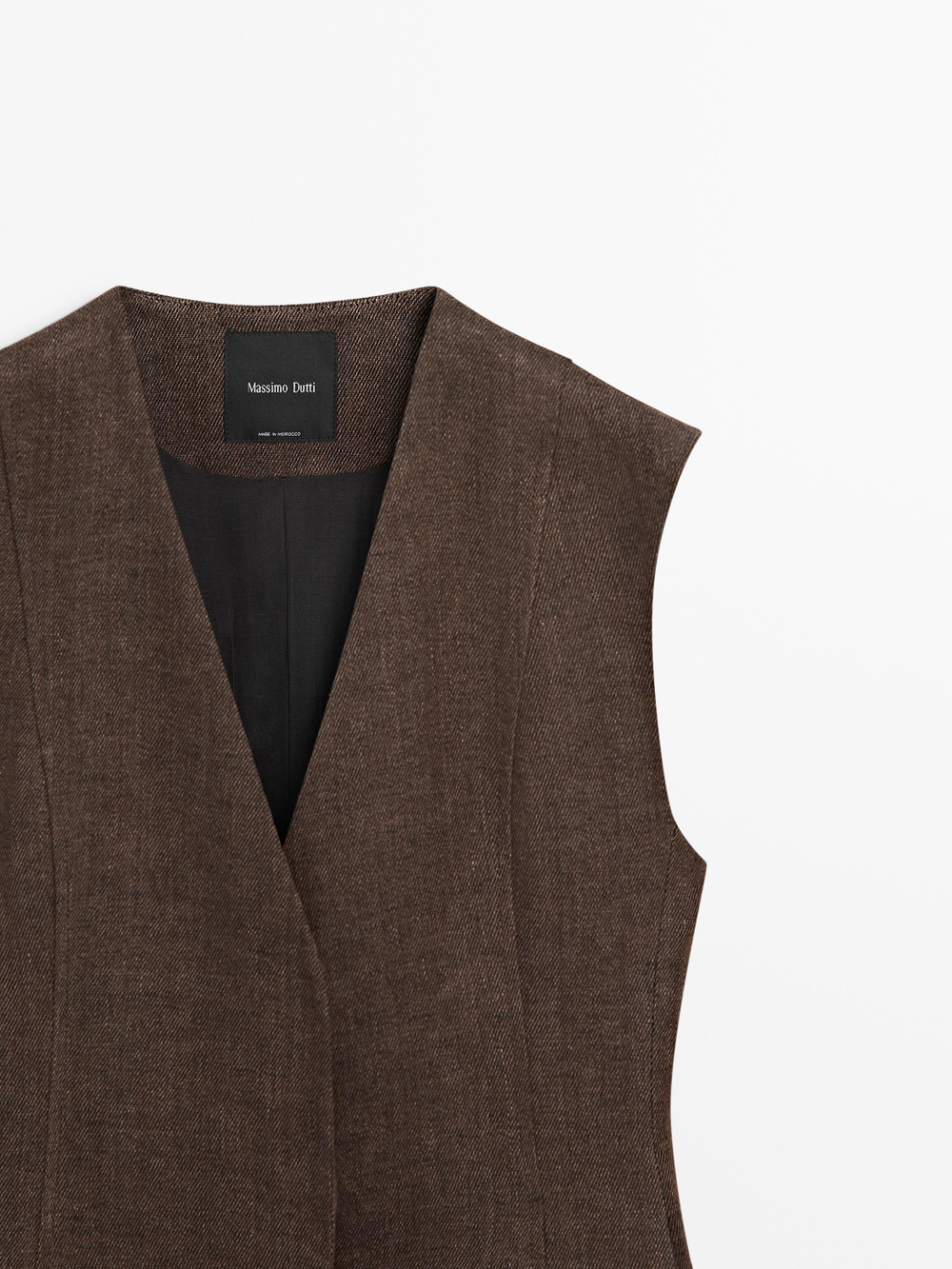 Massimo Dutti Костюмный жилет изо льна, коричневый