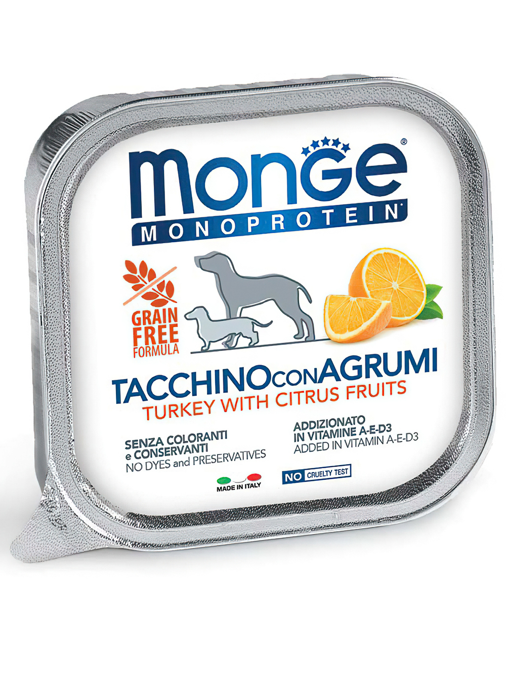 Влажный корм Monge Dog Natural Monoprotein Fruits для собак, паштет из индейки с цитрусовыми 150 г
