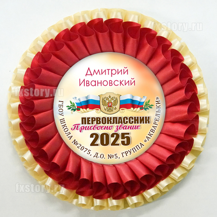 Розетка наградная "Первоклассник" (P13). Именная.