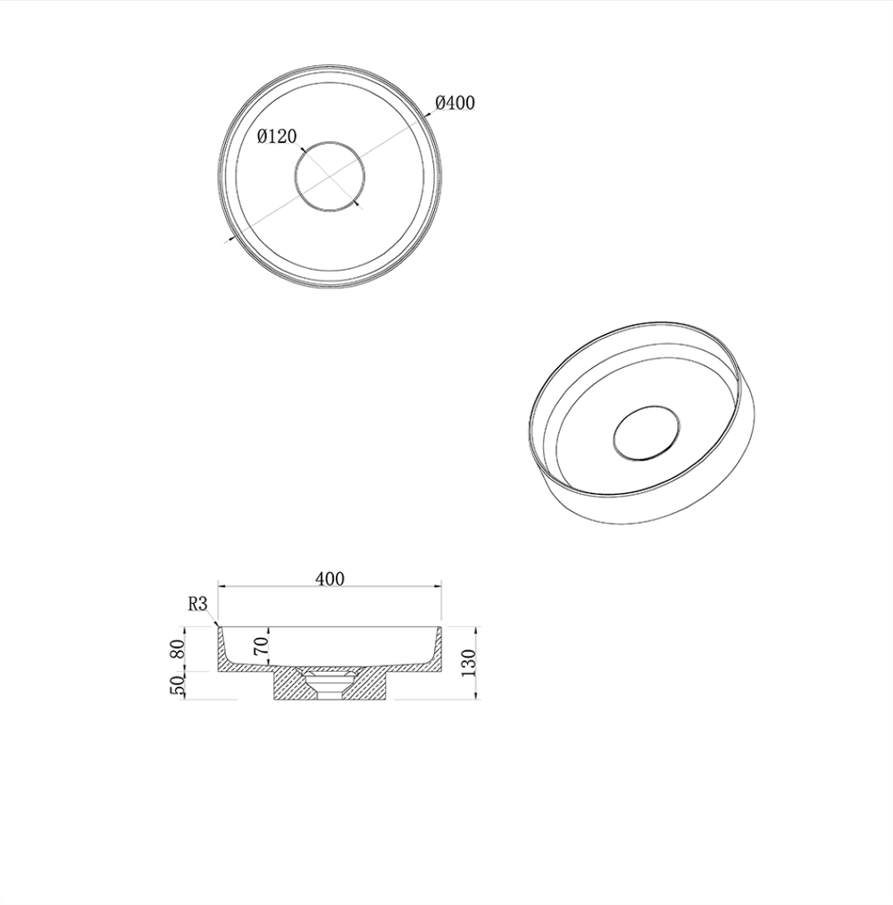 Раковина накладная рифленая с пьедесталом SOLE Corian 400*130 Calacatta