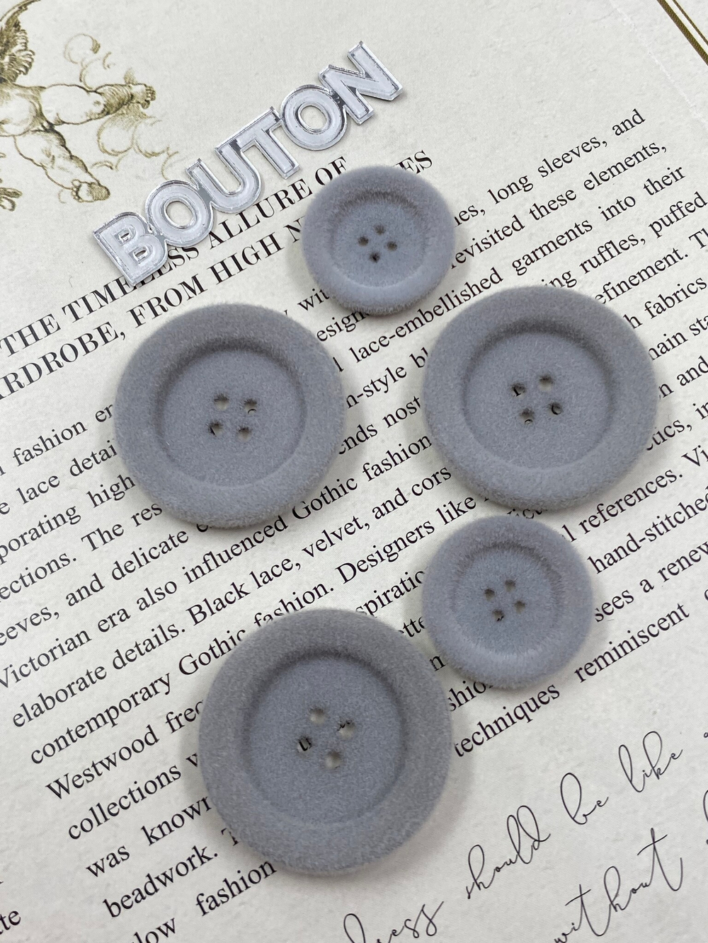 Пуговицы на прокол серые с бархатным напылением