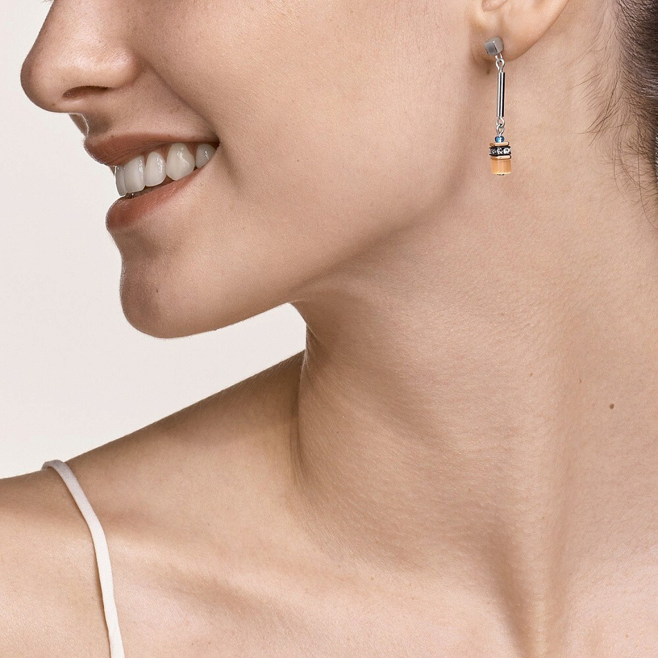 Серьги Coeur de Lion Motion Multicolor 5025/21-1559 цвет серебряный, оранжевый, бежевый