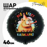 Шар Фольгированный ВСЁ БУДЕТ КАПИБАРНО (Черный)