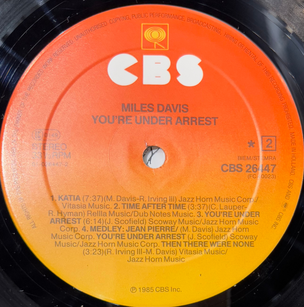 Виниловая пластинка Miles Davis ‎– You're Under Arrest LP
