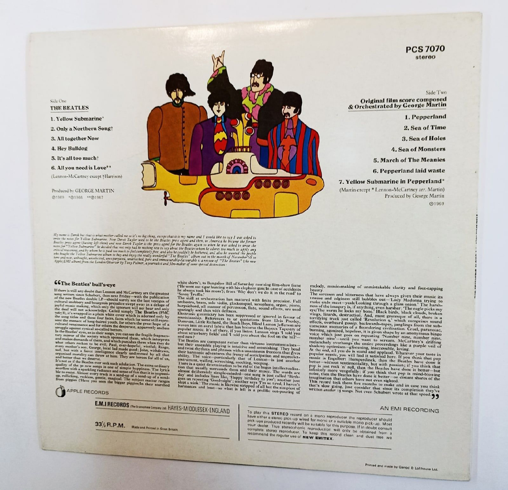 Винтажная виниловая пластинка The Beatles Yellow Submarine (UK 1981)