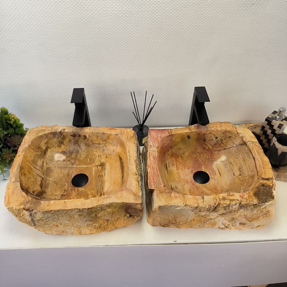 Раковина из окаменелого дерева OD-62447 47*42*15 2шт