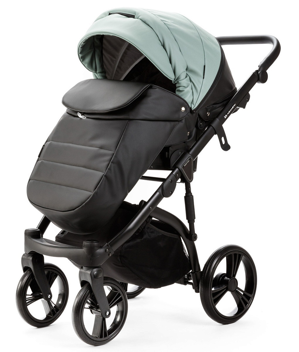 Детская коляска Adamex Lanti Deluxe 3 в 1 LN-SD103 (СЕРО-ЗЕЛЕН.КОЖА + ЧЕРН. КОЖА)