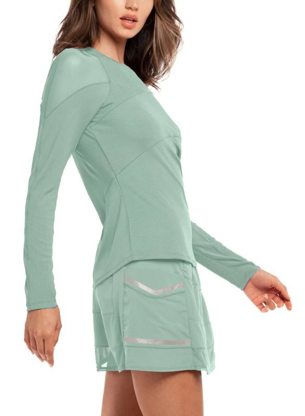 Женская теннисная футболка с длинным рукавом Lucky in Love Avant Garde 1.0 It's A Wrap Long Sleeve - sage