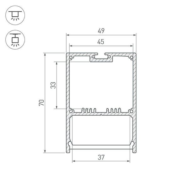 Профиль с рассеивателем Arlight SL-LINE-4970-2500 ANOD+OPAL 020466