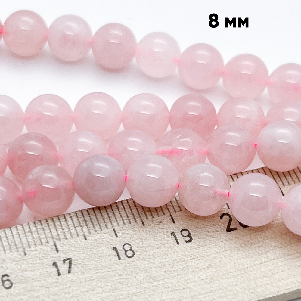 Розовый кварц, диаметр 8,6-8,8 мм, цена за 22 шт (1/2 нити)