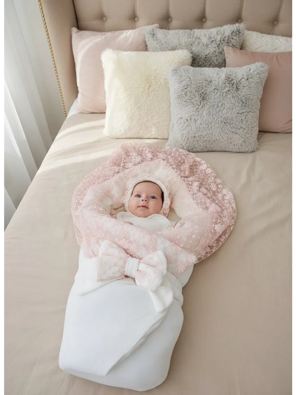 Конверт на выписку зима для новорожденных девочек