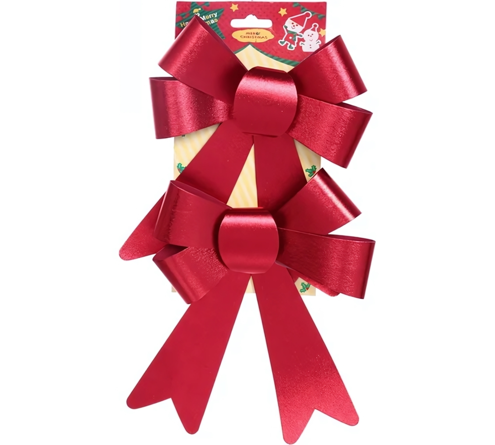 Бант на ёлку "Сказочные блики" (набор 2 шт), Красный (Серпантин)