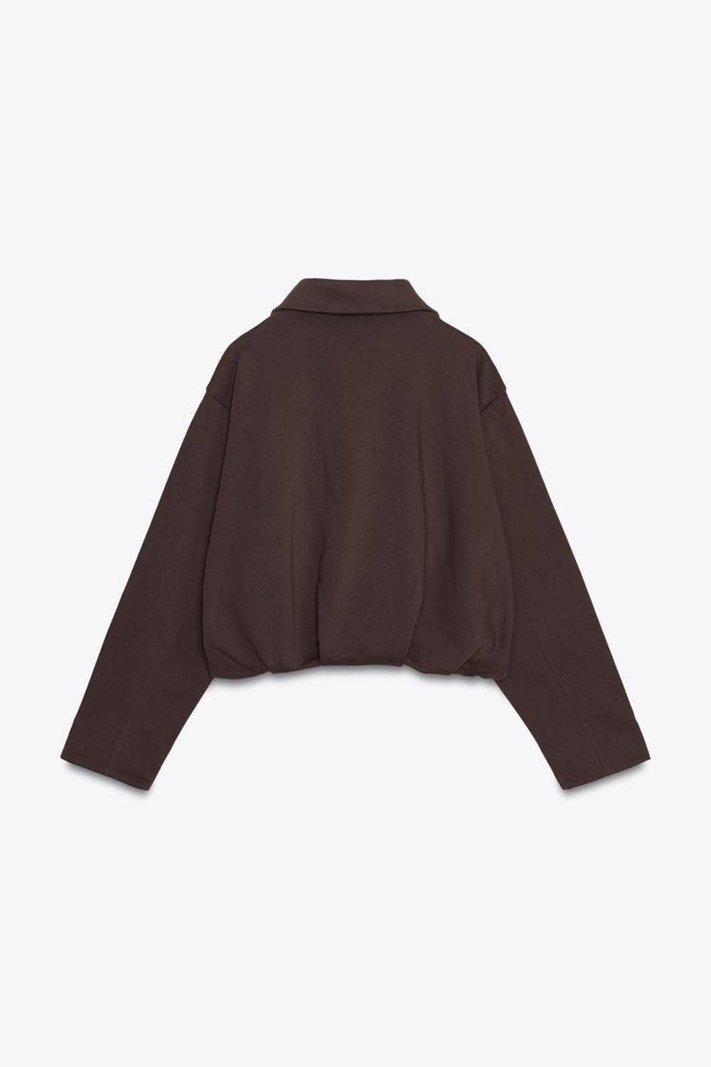 ZARA БОМБЕР ИЗ МЯГКОЙ ТКАНИ СО СКЛАДКАМИ, ШОКОЛАДНЫЙ