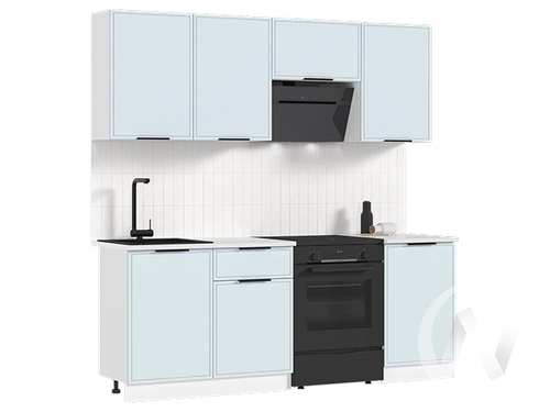 Кухня Николь 2;1м (белый/браш деним блю/антаерс)