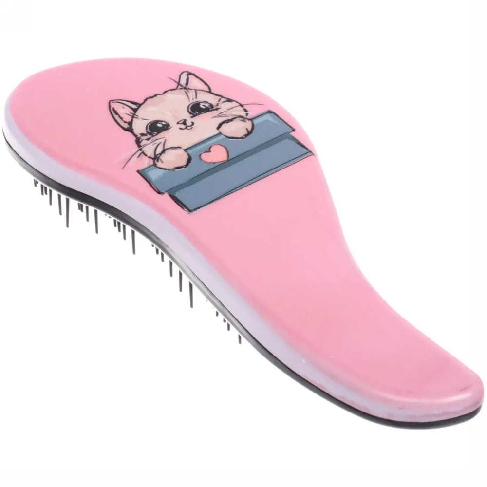 Расческа массажная детская «Pro Hair - Котик Луи», микс 4 цвета, 8*19 см (коробка PVC)