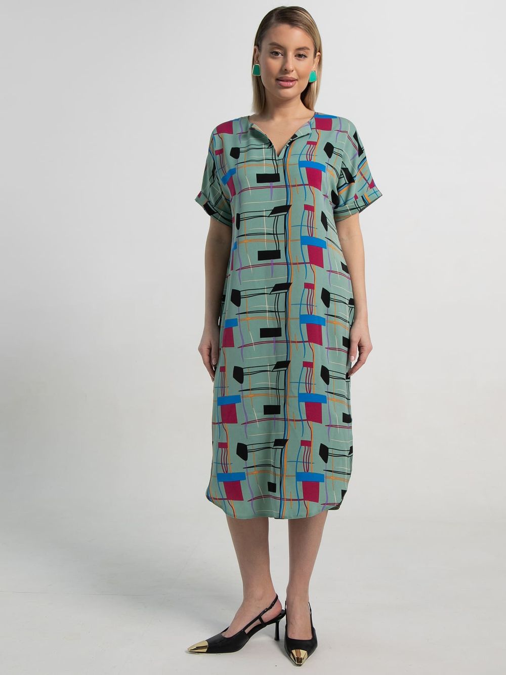 Платье Геометрия стиля (зеленое) П15602-6М LT Collection