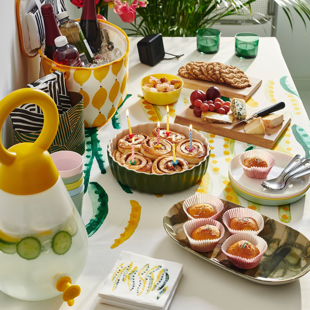 Скатерть IKEA NABBFISK (НАББФИСК), Белый с рисунком, 150 см