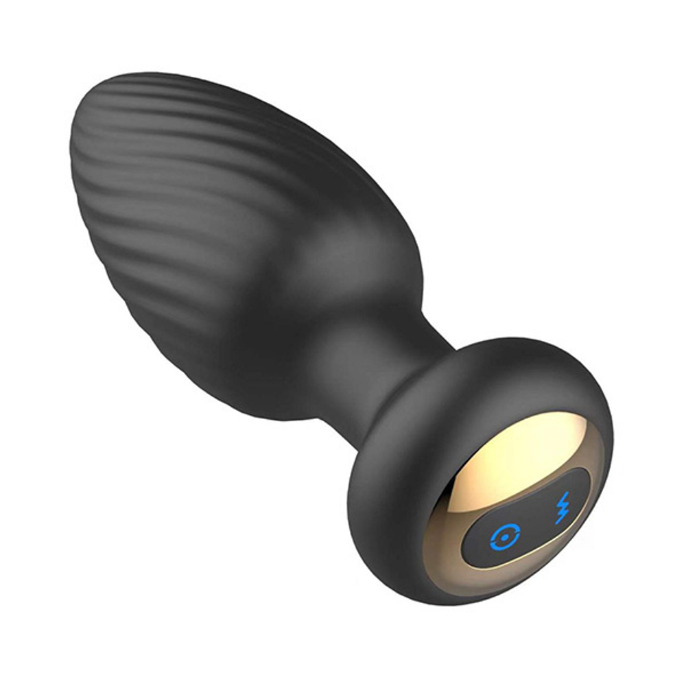 Черная анальная вибропробка 9,8см с вращением и пультом ДУ Secwell Twist Anal Plug Training SW1063