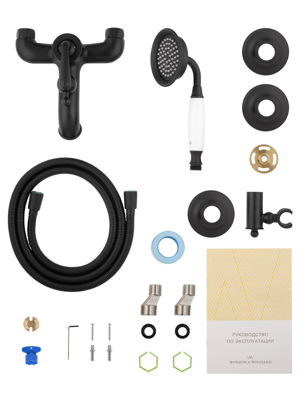 Смеситель для ванны с душем WONZON & WOGHAND STEAM, Черный матовый (WW-88639008-MB)