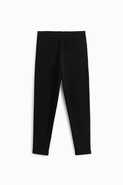 ZARA БРЮКИ EASY CARE С ПОЯСОМ НА ШНУРКЕ, ЧЕРНЫЙ