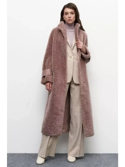 Шуба женская чебурашка тедди, сиреневая, SilverFox